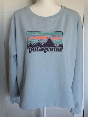 PATAGONIA Solar Rays 73 Uprisal Crew Sweatshirt Womens Sz XL Blue Pullover